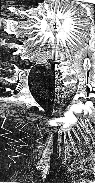 Fifteenth of the mystical heart diagrams of Paul Kaym, in The Helleleuchtender Hertzens-Spiegel, Amsterdam and Gdansk, H