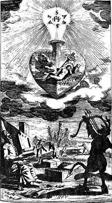 Twelfth of the mystical heart diagrams of Paul Kaym, in The Helleleuchtender Hertzens-Spiegel, Amsterdam and Gdansk, Hei