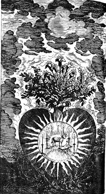 Sixteenth of the mystical heart diagrams of Paul Kaym, in The Helleleuchtender Hertzens-Spiegel, Amsterdam and Gdansk, H
