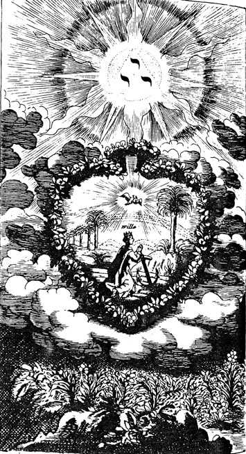 Thirteenth of the mystical heart diagrams of Paul Kaym, in The Helleleuchtender Hertzens-Spiegel, Amsterdam and Gdansk,
