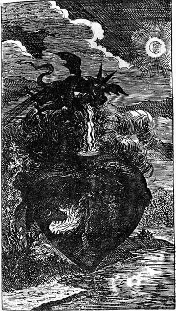 Second of the mystical heart diagrams of Paul Kaym, in The Helleleuchtender Hertzens-Spiegel, Amsterdam and Gdansk, Hein
