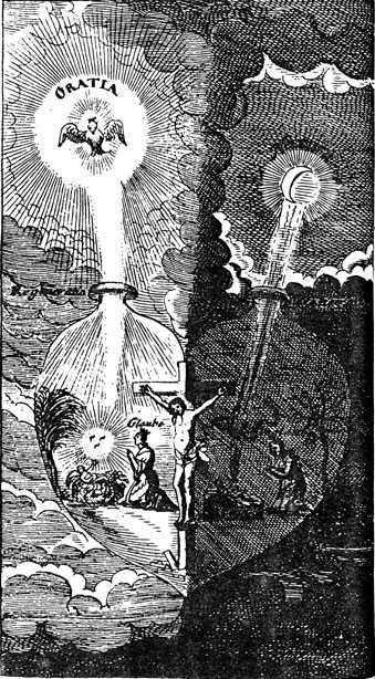 Fourth of the mystical heart diagrams of Paul Kaym, in The Helleleuchtender Hertzens-Spiegel, Amsterdam and Gdansk, Hein
